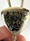 Stunning Vintage Gold Tone Western Cowboy  Rodeo Bolo Tie    