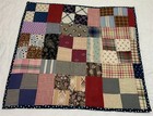 Vintage Antique Patchwork Quilt Table Topper  Four Patch  Calico Prints  1940   s