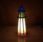 Vintage Tiffany Style Stained Glass Lighthouse Night Light Lamp 10  Tested works