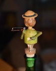 Fiddle Or Violin Man Vintage Carved Wooden Mechanical Bottle Stopper Anri  Wine