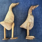 Vintage Large Hand Carved Wooden Runner  Duck Pair Wood Figures Statues