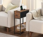 End Table W  Charger  Narrow Nightstand W  Fabric Drawer  Slim Bedside