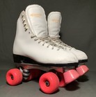 Vtg Women   s Roller Skates Sure Grip Super X5l Plates Sz 10 White Leather Pink