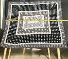 Black White   Gray Afghan Blanket 40    X 36    Square Design Modern Lap Throw