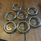 Set Of 7 Vintage Glass Coasters Leonard Silver Rim Plated Crystal Italy 4   