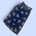 Vintage Pure Silk Midi Skirt Navy Blue W Floral 80s Twee Elegant Pretty Fairy