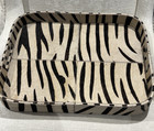  425 - Pigeon   Poodle Zebra Faux Fur Tray 13 5 l X 10 w X 1 5 h