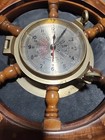 Vintage Chadburns Nautical Porthole Ship Wheel Wall Clock Wooden Brass 24inch