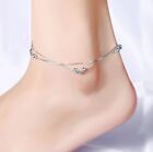 Womens Silver Sp Stars Bead Foot Ankle Bracelet Double Chain Anklet