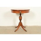 Baker Furniture Style Georgian Walnut Pedestal Drum Side Table  Circa 1960s
