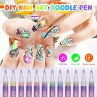 2 Set 12 Colors Nail Art Pens Fine Tip Nail Polish Pen Markers 0 5mm Quick Dry
