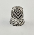 Vintage Engraved Sterling Silver Bird Floral Sewing Thimble Honeycomb Top - 3 1g