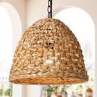 Lnc Holophankton 13  1-light Matte Black Canopy With Natural Rattan