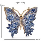 Blue Butterfly Brooch Pin Enamel Rhinestone Floral Vintage Jewelry Gift Spring