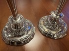 Lunt - Pair Of Modern Victorian Silverplate Heavy Candlestick Holders  c  1940s 