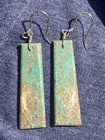 Navajo Turquoise Dangle Slab Earrings Sterling Silver 1 5  Native American