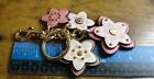 Coach Pink Shades Leather Wildflower Key Chain Ring Bag Purse Charm
