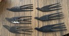 Vintage African Hand Carved Black Ebony Wood Bird Comb Pick Wall Art Swallow