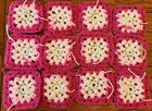 Lot Of 12 4 5  Pinks white Crocheted Granny Squares 