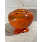 Vtg Art Deco Orange Lustre Ceramic Flower Frog Vase Ruskin Pottery Or Moorcroft 