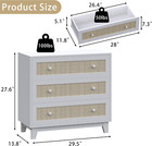 3 Drawer Dresser For Bedroom  Boho Small White Rattan Closet Dressers Chest Of D