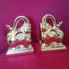 Gold Elephant Bookends Pair Ceramic 7  Tall