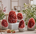 300g large Red Geode Quartz Cluster Quartz Crystal Healing Reiki Gift Home Decor