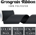 3 Inch Black Grosgrain Ribbon 10 Yards Wide Ribbed Craft Hair Bow Sewing