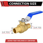 Efield 3 4   3 4  Pex Crimp Ball Valve Blue Handle Brass No Lead Free Shipping