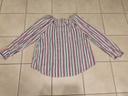 St  John   s Bay Women   s Top Henley Xl Purple Pink Green Maroon Striped Top