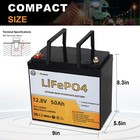 12v 50ah Lithium Lifepo4 Battery Pack Charger For Rv Marine Solar System 50a Bms