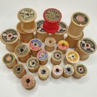Vintage Wooden Sewing Thread Spools Lot Of 24 Large   Small No Thread Empty