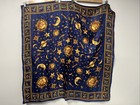 Vtg 90s Astrology Zodiac Sun Silk Scarf Wrap 35x35  Father Sun Accessory Clean
