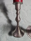 Pewter Weighted Candlesticks Made In India Felt Bottom Mismatched Set W Candles 