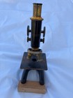 Vintage Baucsh   Lomb Microscope  Brass And Iron Construction With Two Lenses