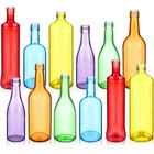 12 Pcs Colorful Glass Bottles - Decorative Empty Wine Bottles For Garden Decor