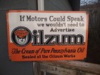 Large Rare Vintage Oilzum 32  Porcelain Metal Sign Gasoline Gas Oil Petroleana 