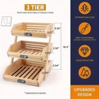 Birdock 3 2-tier Bamboo Fruit Basket Stand     Large Capacity Kitchen Organizer