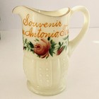 Eapg Custard Uranium Glass Hand Painted Roses San Antonio Tx Souvenir Glows Nice