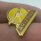 Vintage Arizona Roadrunner Desert Souvenir Enamel Lapel Pin Yellow Brown