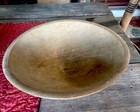 Antique Primitive Hand-turned  Round Wooden Farmhouse Dough Bowl Raw