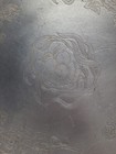 Vintage Mid Century Hand Wrought Forged Hammered Aluminum 19  Tray Rose Pattern
