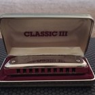 Hohner Chromatic Harmonica Key Of C Metal  Square Hole  Plated  Silver red  Case