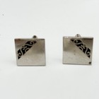 Vintage Mens Cufflinks And Tie Bar Lot Silver Tone Geometric Trucker 6pc Set