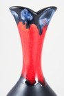Vintage Haeger Art Pottery Black Mystique Orange Red Lava Drip Mcm Vase  4001