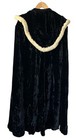 Vintage 1940s Black Crushed Velvet Fur Trim Hooded Cape Vintage Union Made Goth