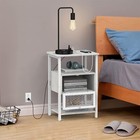 Sofa Side End Table Nightstand Usb Ports   Outlets For Living Room Rustic White