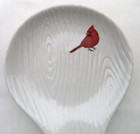 Temptations T  White Woodlands Collection Red Cardinal Bird Spoon Rest Dish New