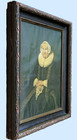Antique Carved Wood Frame 17th Century Costumed Man Lady Portrait Od 11 X 13 75 