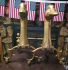 Duck Head Brass   Iron Fireplace Andirons Pair Antique Finish Traditional